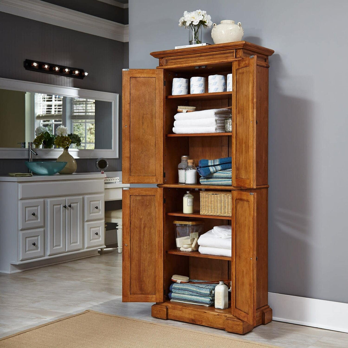 Storage Pantry with Drawer and Adjustable Shelves 72 Inches High by 30 Inches