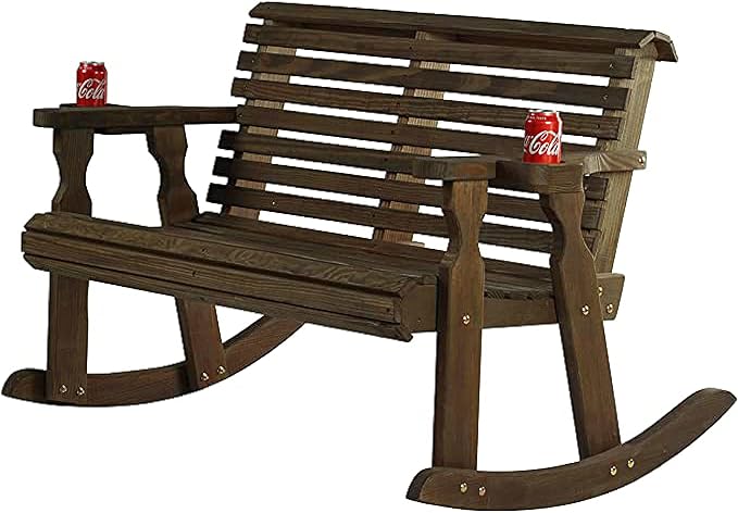 Heavy Duty 800 Lb Roll Back Pressure Treated Double Rocker with Cupholders (Unfinished)