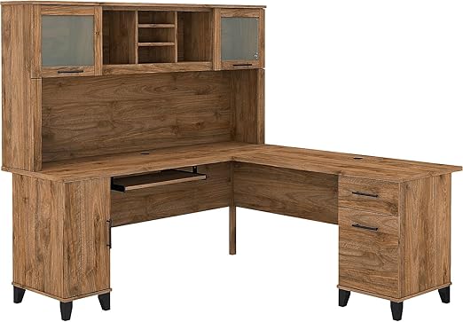 Bush SET001SG Somerset 72-Inch W L-Shaped Desk with Hutch