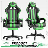 Green Gaming Chair with Footrest,Headrest,Lumbar Support Gamer Chair