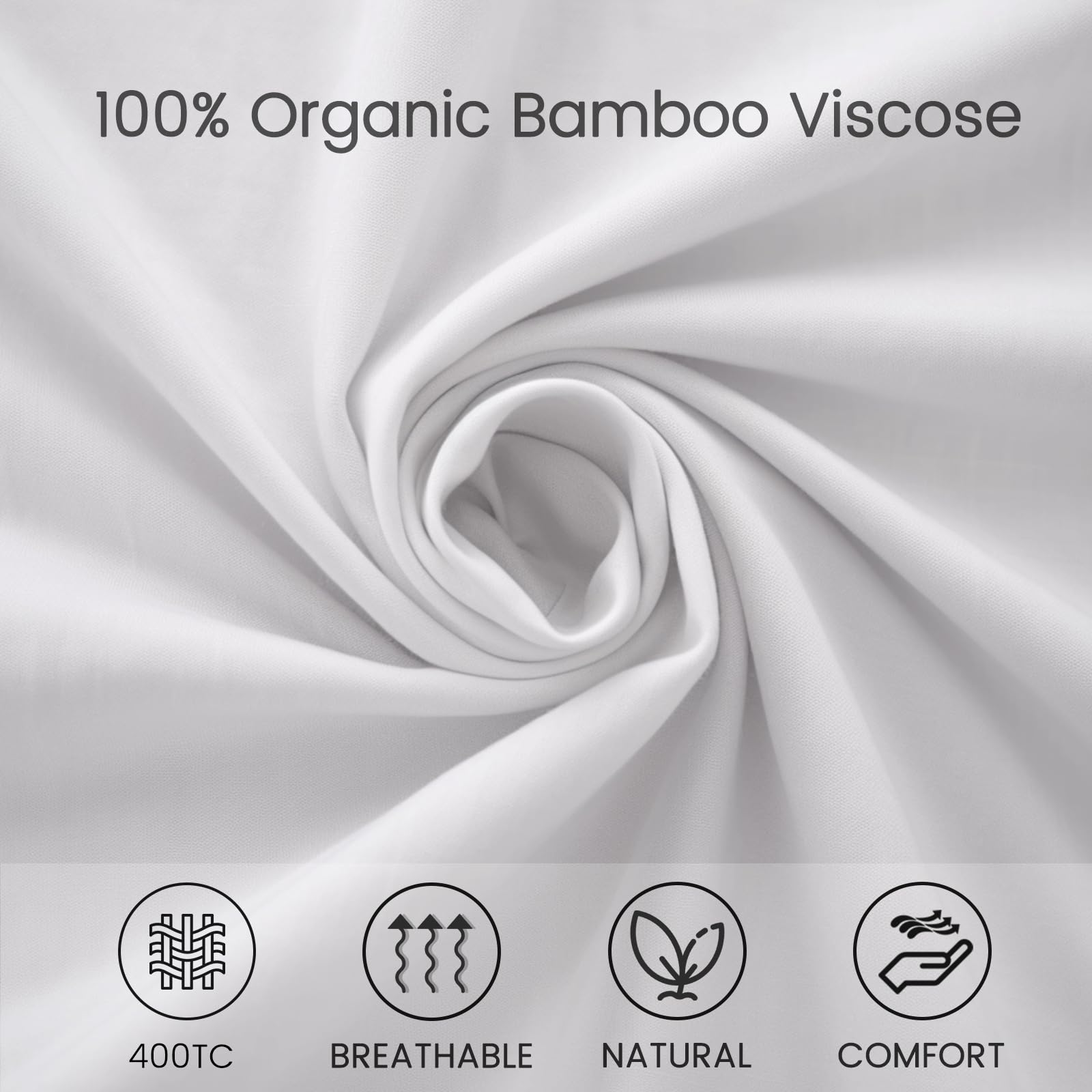 Bamboo Sheets Queen Size Bed Sheets 4-Pcs Set - 100% Organic Bamboo Viscose 400