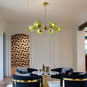 Glass Ball Pendant Light Mid Century Modern Gold 6-Lights Globe Sputnik Chandelier