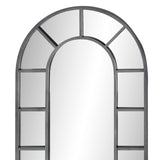 Metal Room Wall Mirror Window Pane Inspired Entryway Mirror with Arched Top