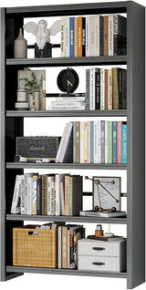 5 Tier Metal Bookshelf, 66" Tall Bookcase, Adjustable Bookshelves and Bookcases