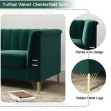 Green Velvet Couch Sofa, Tomkate 83" Mid-Century Modern Sofa Tufted Chesterfield