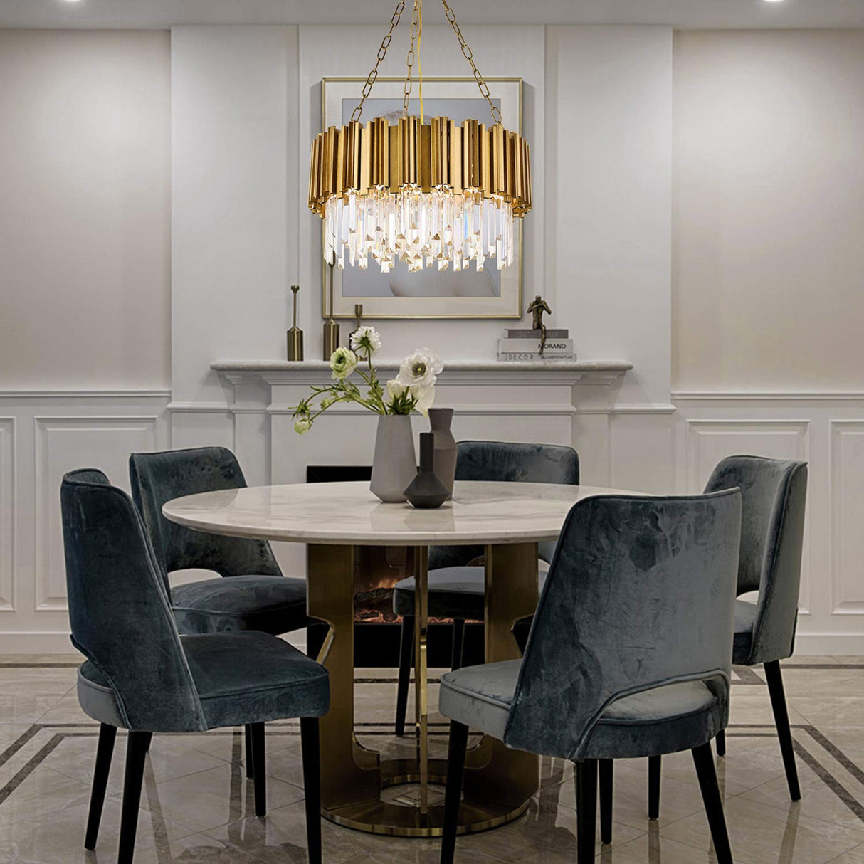 Modern Round Crystal Chandelier Lights Luxury Pendant Ceiling Light Contemporary