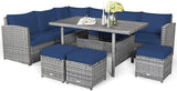 7 PCS Wicker Outdoor Conversation Set, Patio Sectional Furniture Sofa Set