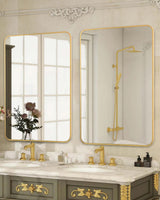 Gold Bathroom Wall Mirror,20x 30 Inch Rectangle Vanity Modern Mirror with Tempered