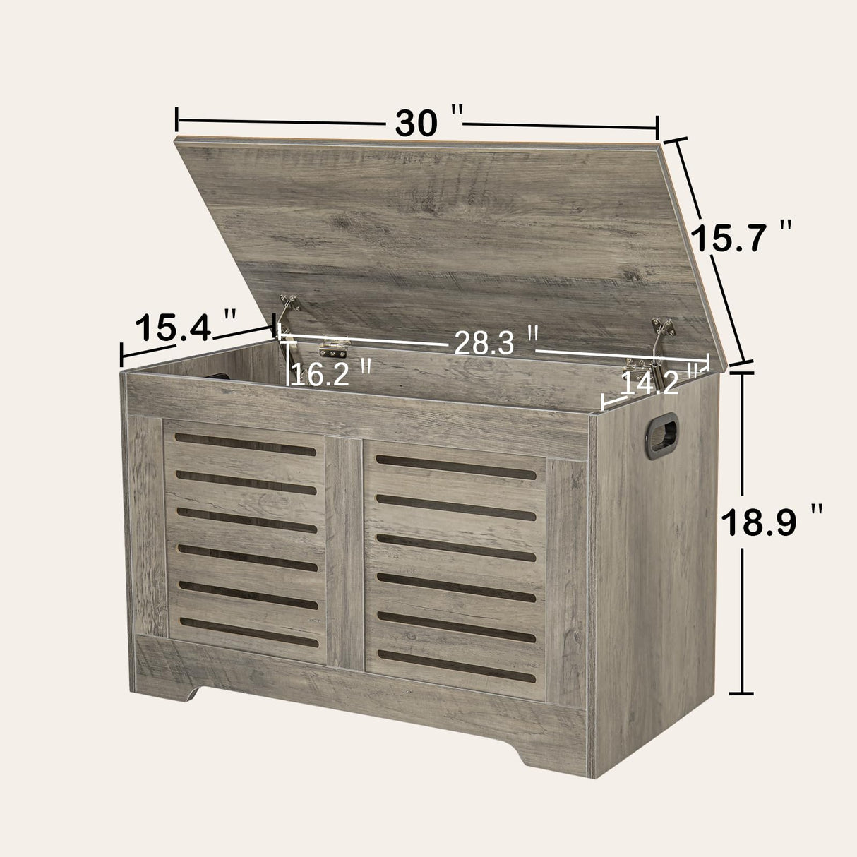 Storage Chest, Flip-Top Wooden Toy Box with 2 Safety Hinges