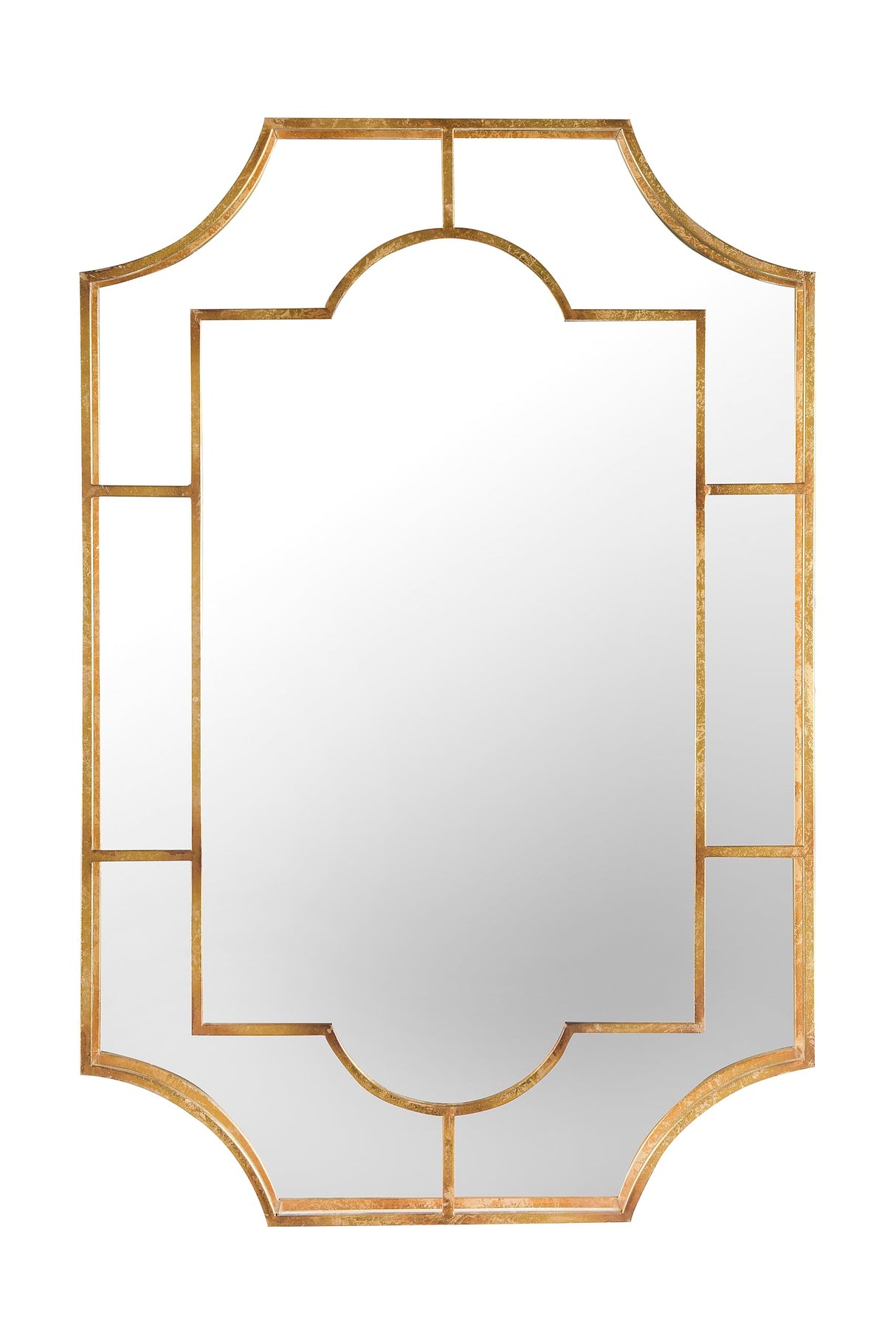 Art Deco Metal Framed Wall Mirror, Gold