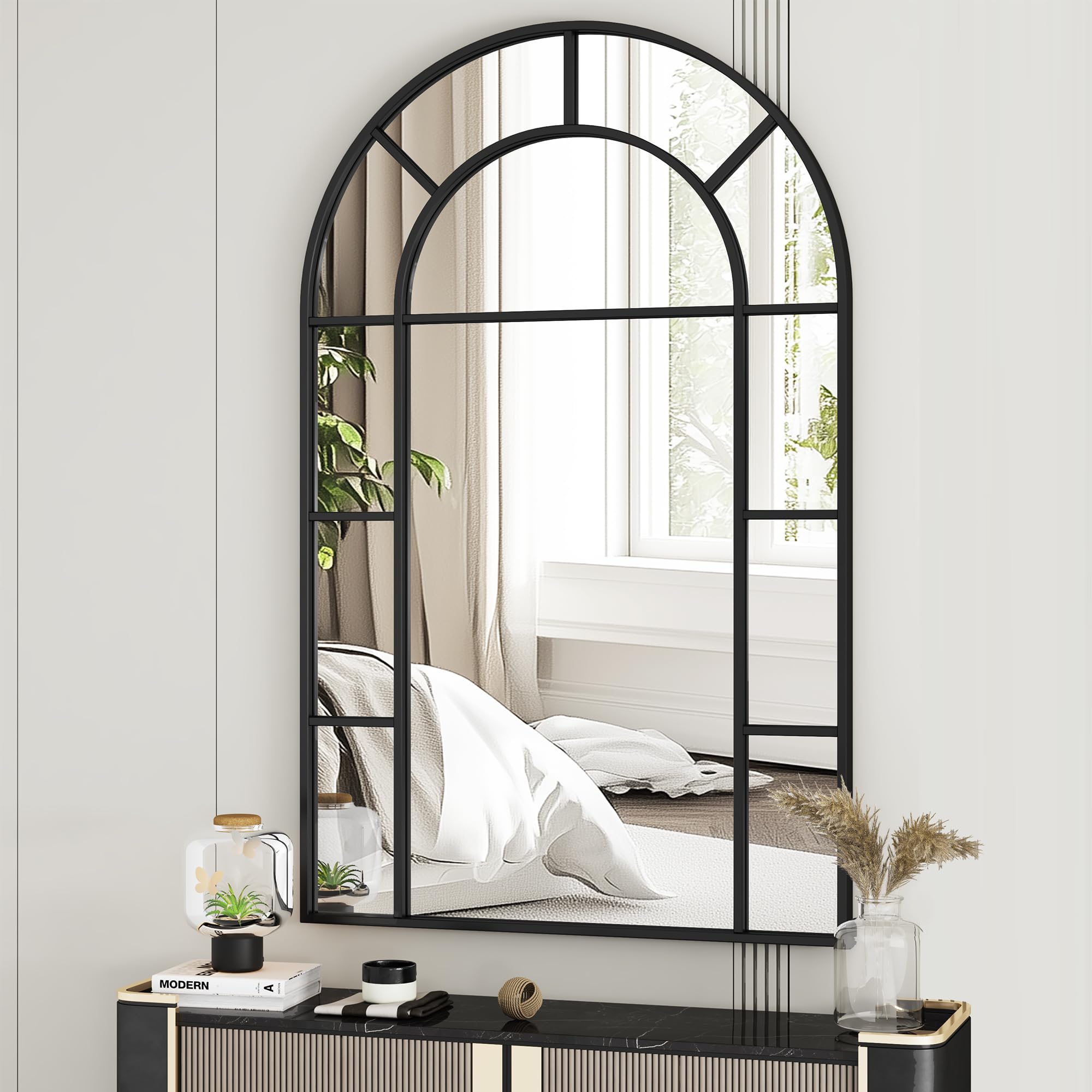 32x48 Arched Black Bathroom Mirror