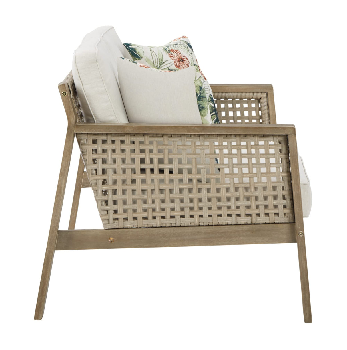 Outdoor Barn Cove Wicker Loveseat with Cushion, Brown