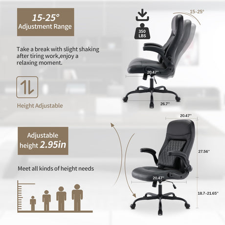 Ergonomic Executive Office Chair with Airbag Lumbar Support,Comfortable Leather Office