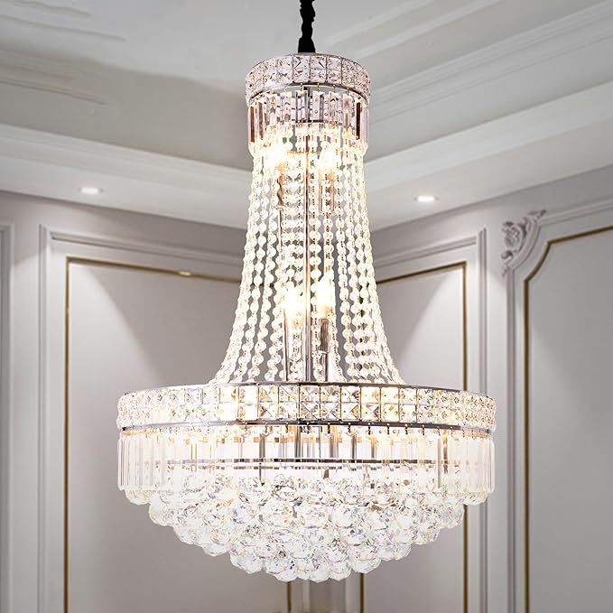 Luxury Crystal Chandelier Gold Empire Hanging Chandelier 13-Lights Crystal Ceiling