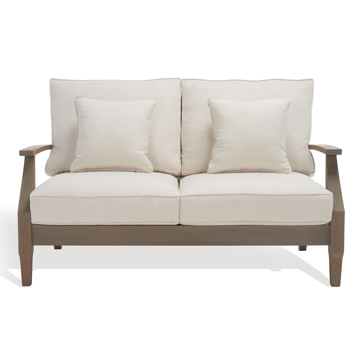 Outdoor Couture Collection Martinique Light Grey/Beige Solid Wood Patio Loveseat