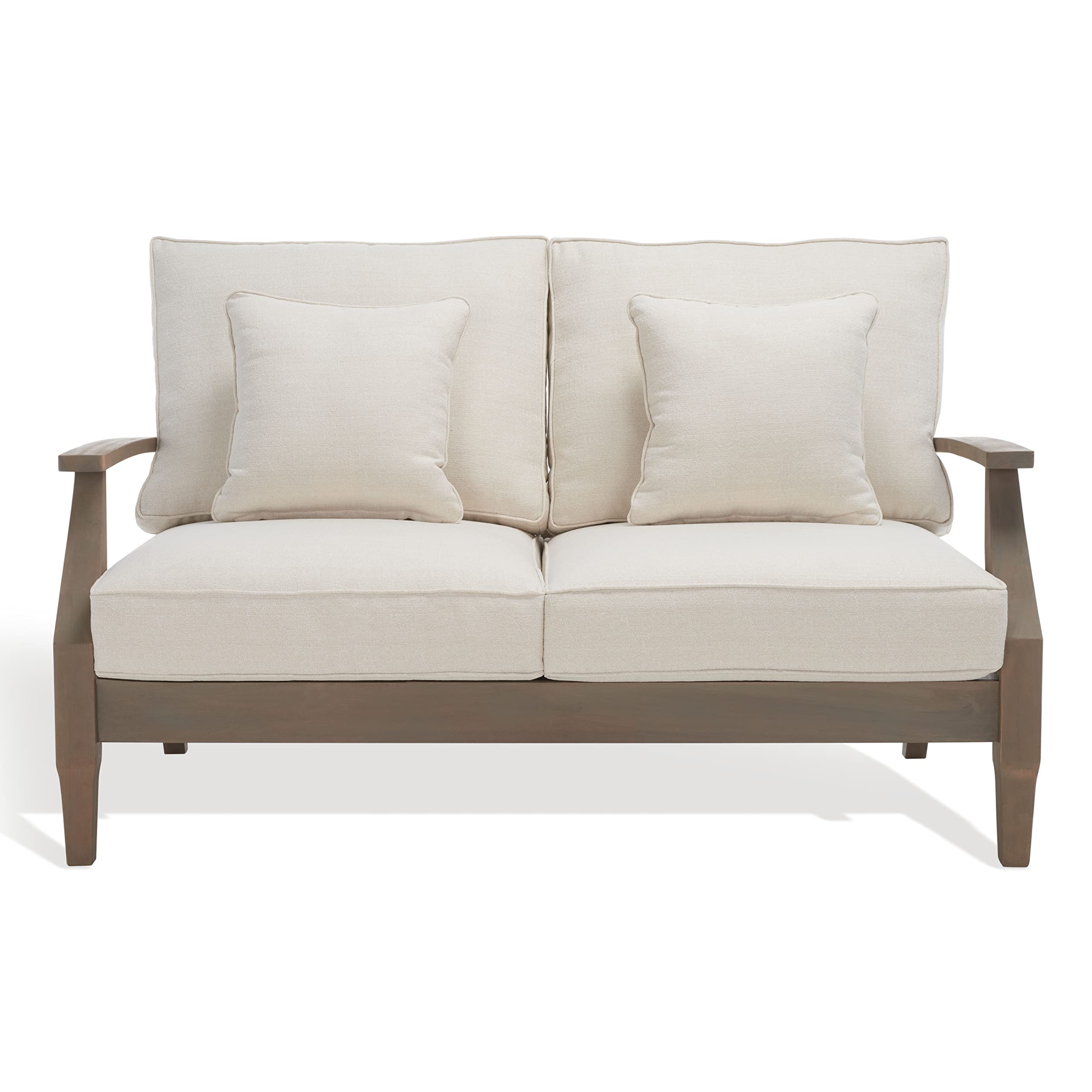 Outdoor Couture Collection Martinique Light Grey/Beige Solid Wood Patio Loveseat