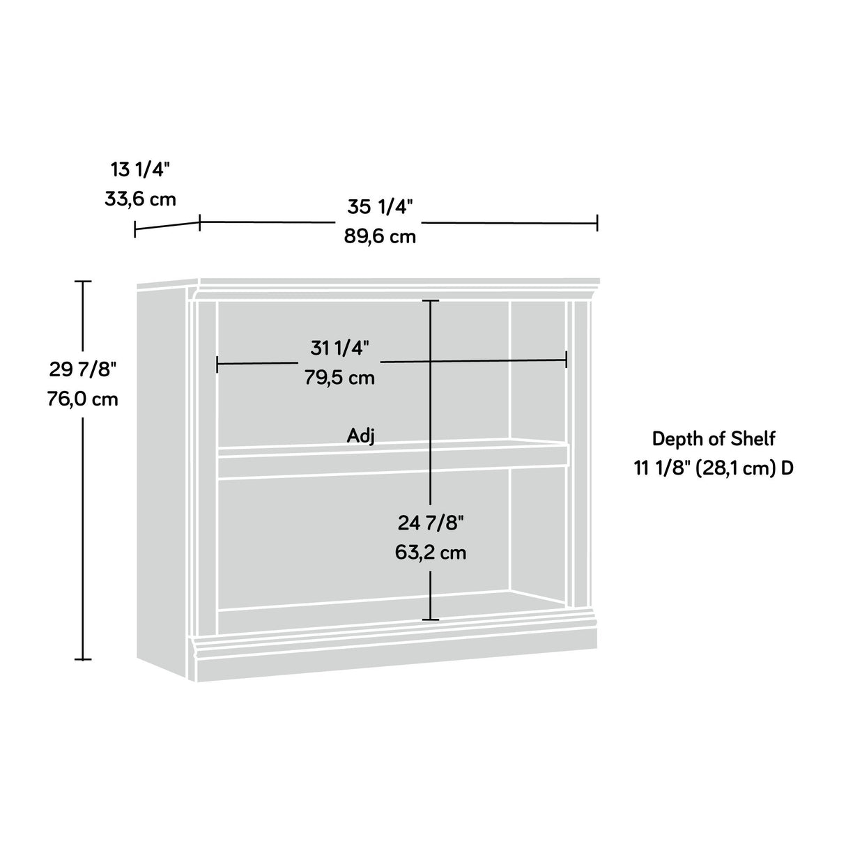 Miscellaneous Storage 2-Shelf Bookcase/ book shelf, Estate Black finish