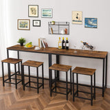 Bar Table and Chairs Set, 47.2” Rectangular Pub Table with 2 Stools