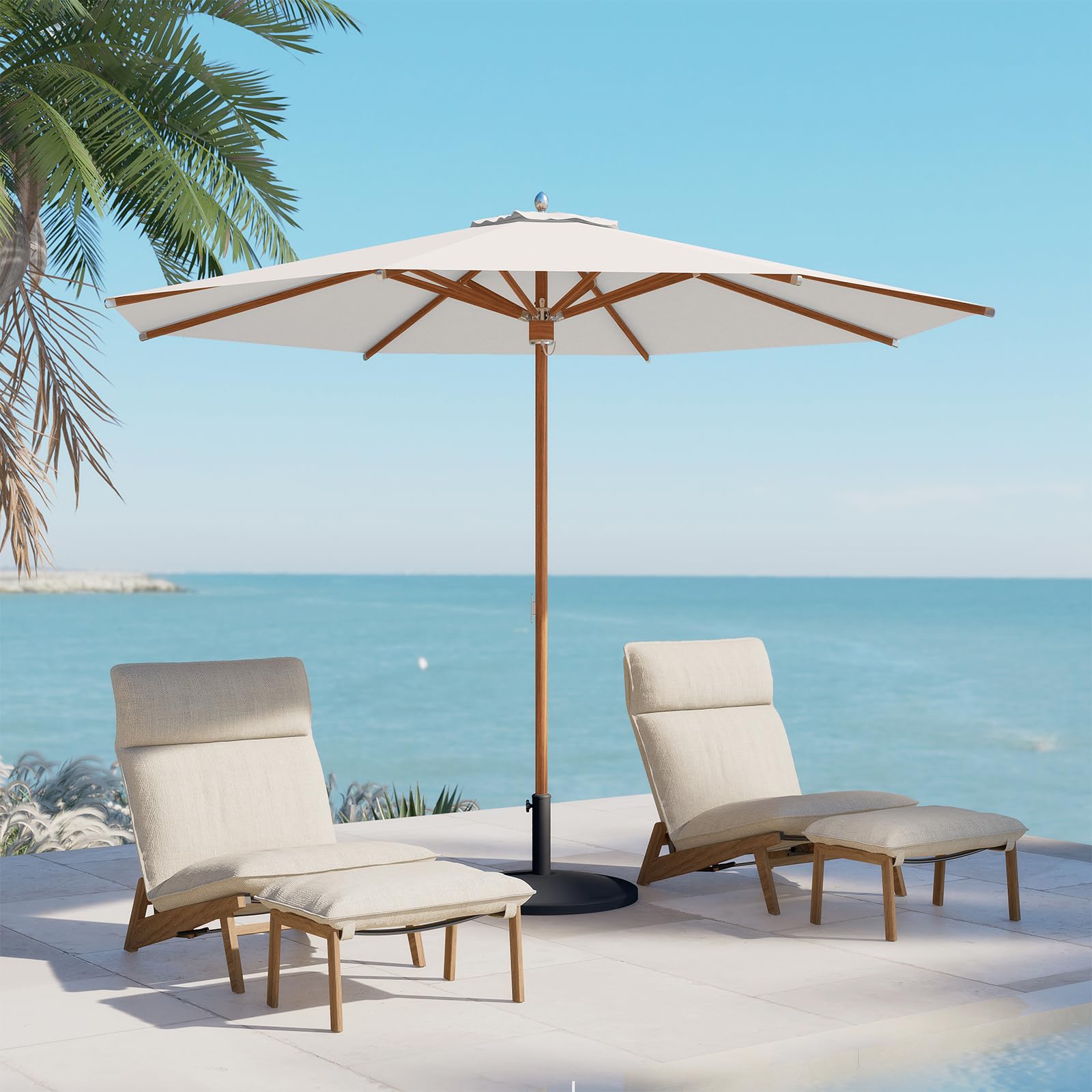 11 FT 10-Year-Non-Fading Patio Umbrella, Outdoor Umbrella with 8 Faux-Wood Grain Aluminum Ribs, Market Umbrella