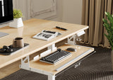 Electric Standing Desk, Solid Wood Adjustable Desk with Keyboard Tray,