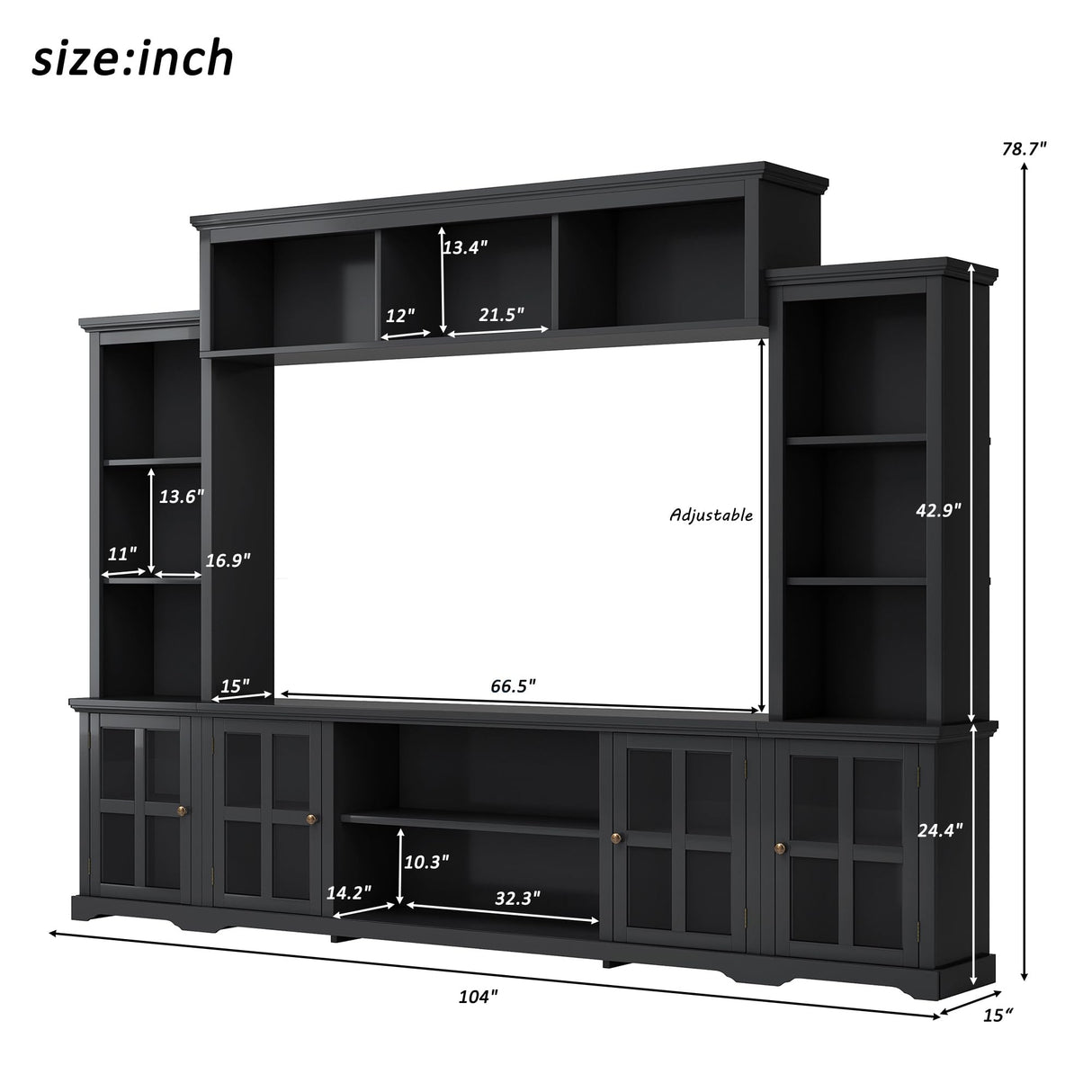 Wall Unit Entertainment Center with Bookshelves, Entertainment Wall Unit