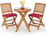 3Pcs Patio Bistro Set, Wood Folding Table Set