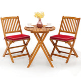 3Pcs Patio Bistro Set, Wood Folding Table Set