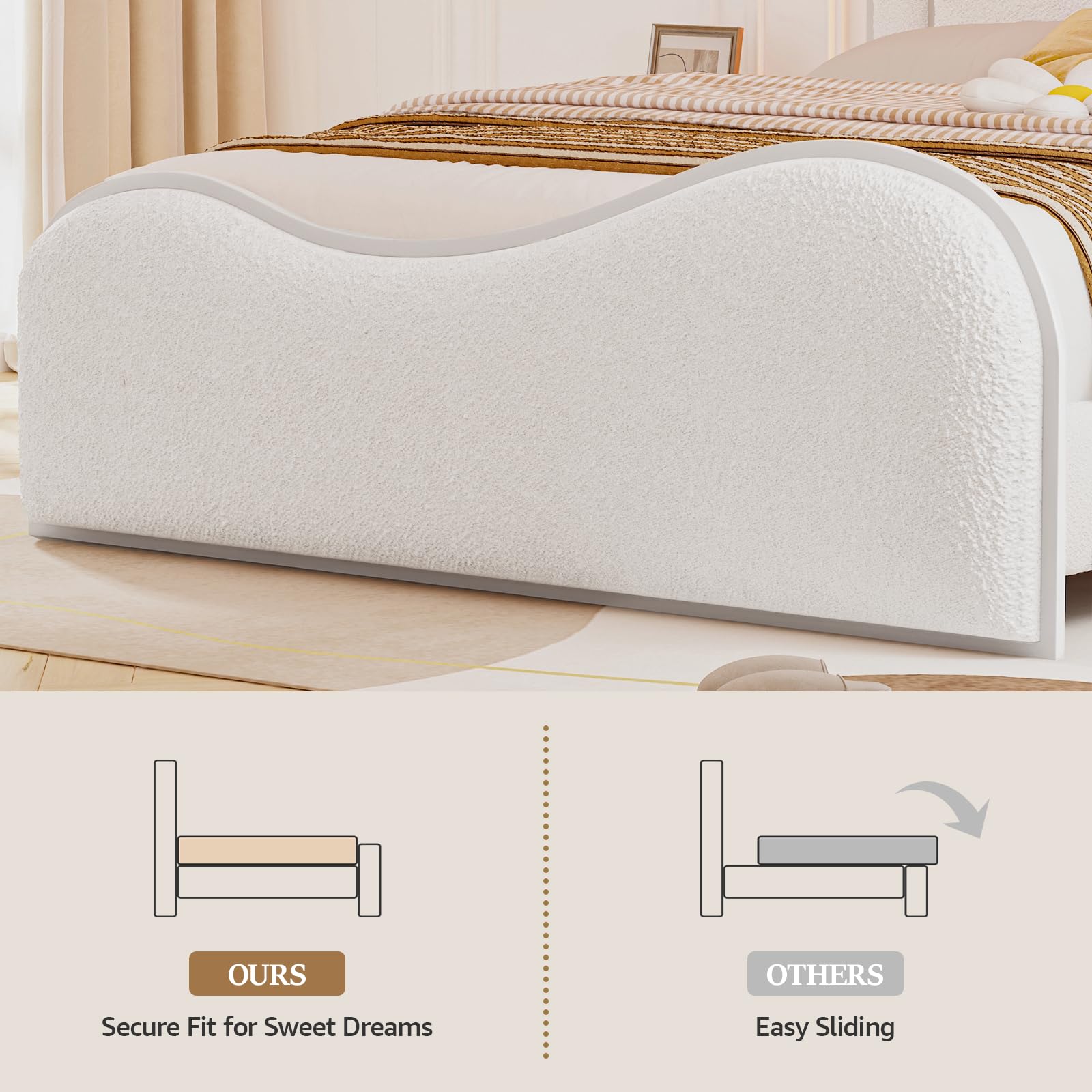 Full Platform Bed Frame with Heart Headboard & LED Lights