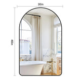 Arched Bathroom Mirror, 30"x48" Black Arched Mirror for Bathroom, Wall Mounted Mirror, Black Vanity Wall Mirror w/Metal Frame for Bedroom, Entryway, Living Room, Vertically Hanging