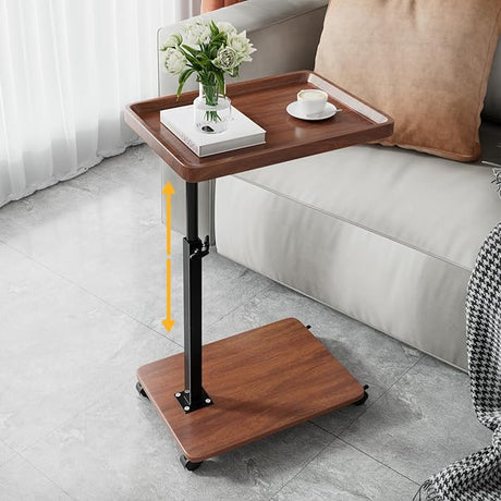 C Table End Table Adjustable Height, 360°Swivel TV Tray Table for Small Spaces