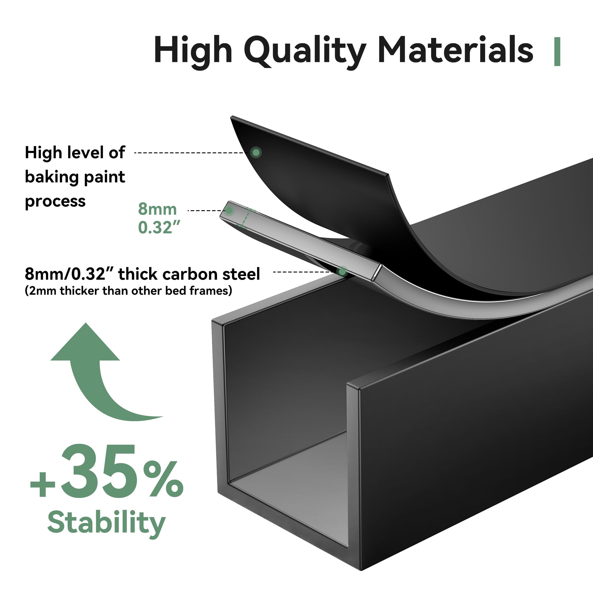 Full Bed Frame with Headboard and Footboard - Heavy Duty Metal Platform