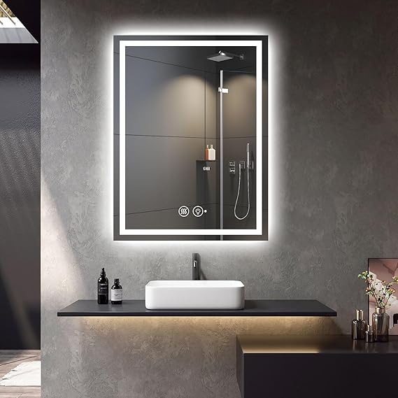 24x32 LED Bathroom Mirror with Anti-Fog & Memory Touch