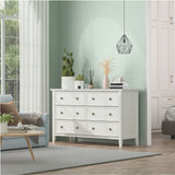 6 𝑫𝒓𝒂𝒘𝒆𝒓𝒔 𝑫𝒓𝒆𝒔𝒔𝒆𝒓, White 6 Drawer Dresser for Bedroom, Modern Solid Wood Chest