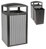 40 Gallon Commercial Outdoor Trash Can with Lid - Modern Heavy Duty Large Outdoor