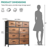 10 Drawer Dresser, Dresser for Room, Fabric Storage Dresser, Chest of Drawers for Living