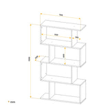 RICOO WM071-ER Storage Shelf 129 x 70 x 25 cm Bookcase Wooden Furniture Organiser Large Capacity 4 Compartments Open Oak Colour Brown