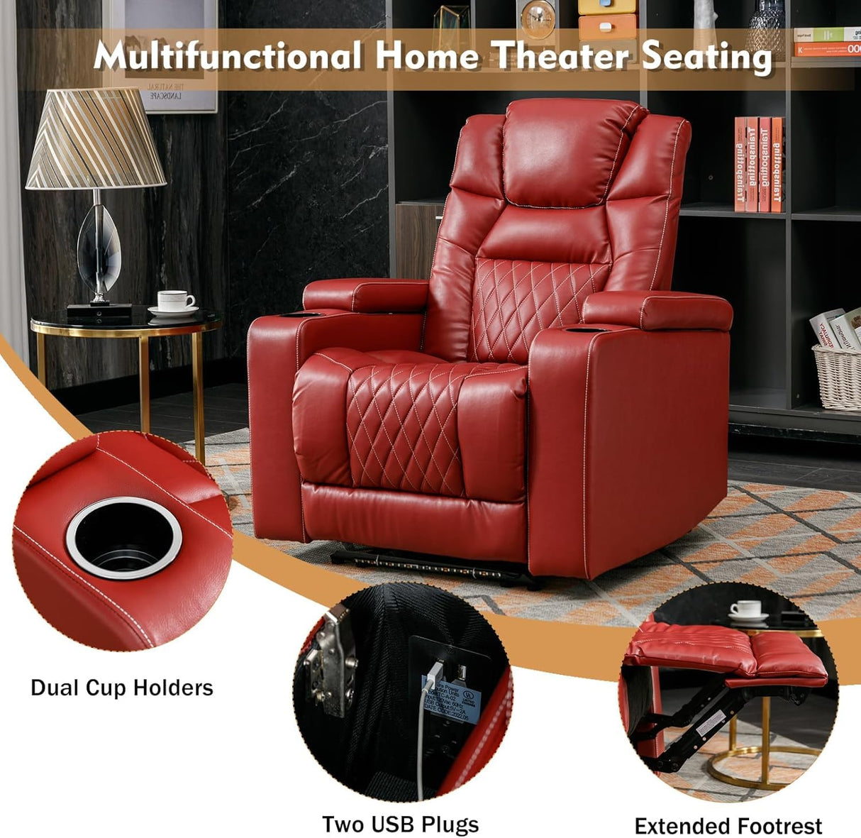 Power Recliner Chair Electric Home Theater Seating with USB Port