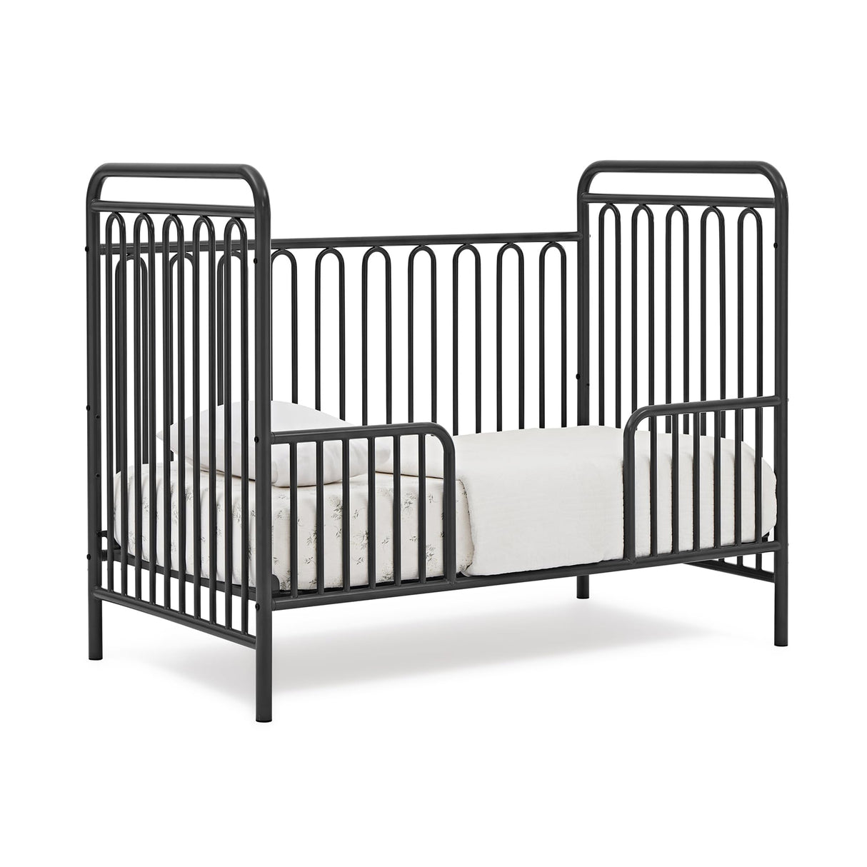 4-in-1 Metal Convertible Crib, Charcoal Grey