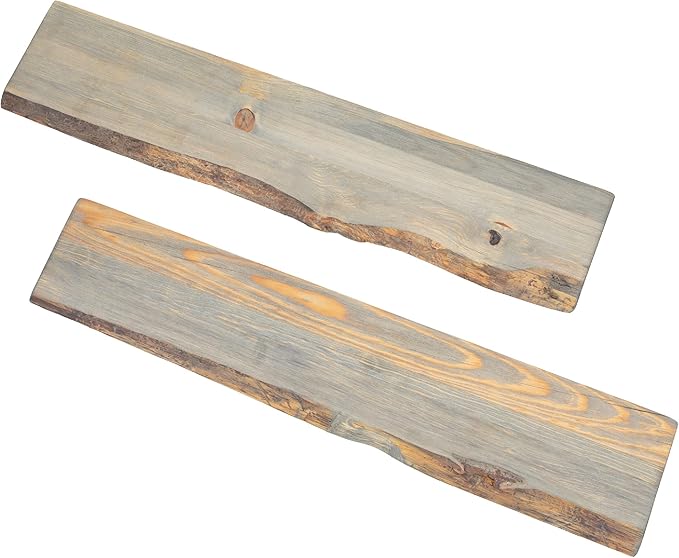 36” Sustainable Sunset Cedar Live Edge Wood Shelf (Wood Only) 2-Pack