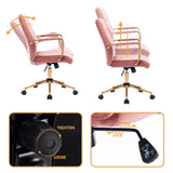 Velvet Home Office Desk Chairs, Modern Gold Task Chair with Wheels for Office