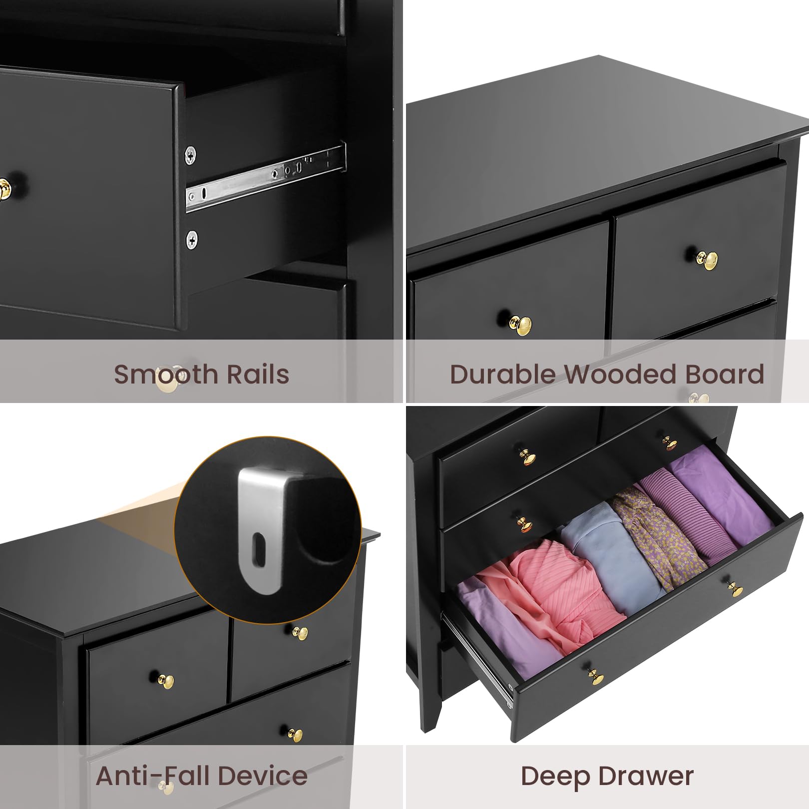 5 Drawer Chest, Tall Chest of Drawers Closet Organizers and Storage Clothes