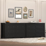 Black 6 Drawers Dresser for Bedroom,Wood Storage Chest of Drawers