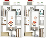 35.5” Geometric Bookshelf, Freestanding Wood Open Bookcase with 7 Cubes, Anti-Toppling Devices, Home Office Décor Rectangular Storage Shelf Display Rack for Study Living Room (1, Natural)