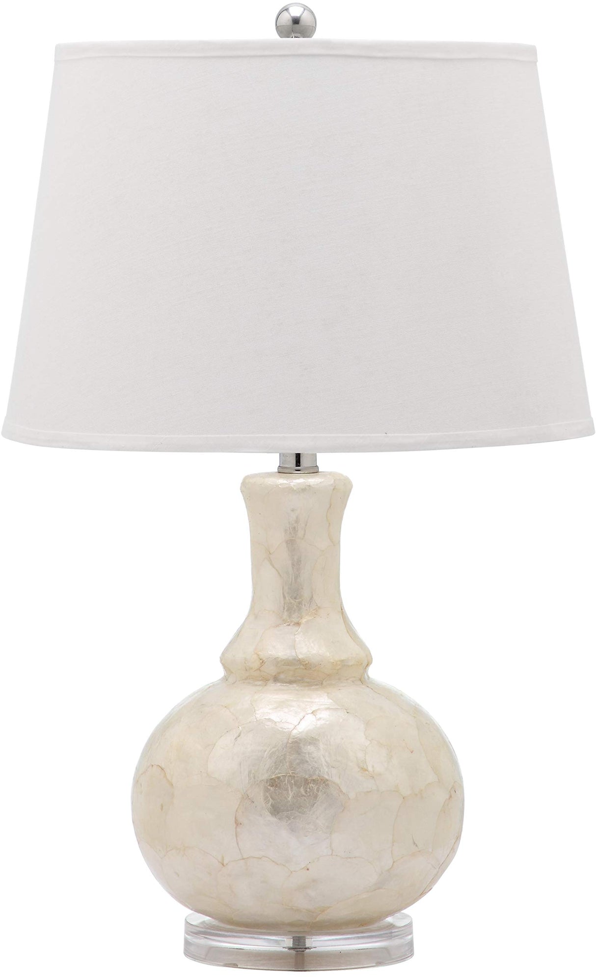 Lighting Collection Shelley Coastal White Capiz Shell Gourd 25-inch Bedroom Living Room