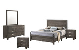 5PC Queen Bed + Dresser + Mirror + 2 Nightstands, Gray