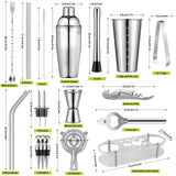 26 Piece Cocktail Shaker Bar Set, Stainless Steel Bartender Kit with Acrylic Stand