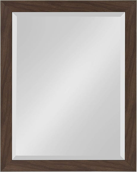 Beatrice Framed Decorative Rectangle Wall Mirror, 22 x 28, Walnut Brown,