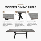 Expandable Dining Table for 6-8 Seat, Modern Rectangle Design with Extension Leaf for Kitchen Restaurant,