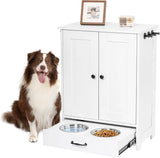 Dog Feeding Station with Storage Cabinet and 2 Elevated Bowls - Black