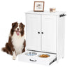Dog Feeding Station with Storage Cabinet and 2 Elevated Bowls